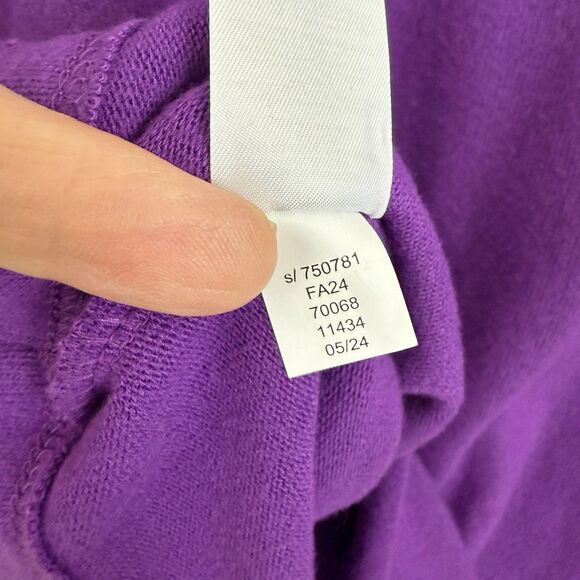 LOFT Women’s Split Neck Sweater Petite Sz MP Purple Long Sleeve Polyester Rayon - Picture 9 of 12